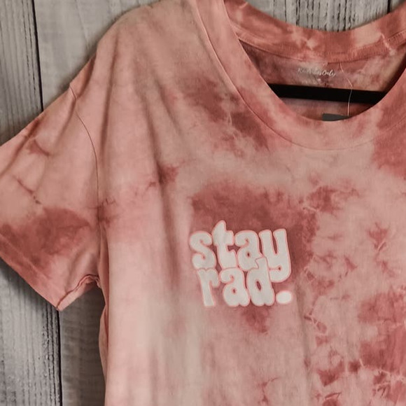 Rad Vibes Only | Pink Tie-Dye STAY RAD Graphic Cropped Boxy T-Shirt - Picture 2 of 7
